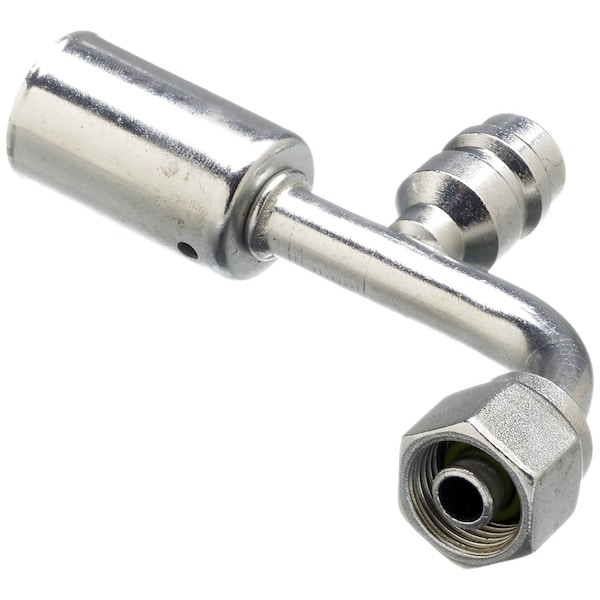 Gates Female SAE Tube O-Ring Nut Swivel with R134a Service Port, 90 degrees Bent Tube, Steel 733201705 - main